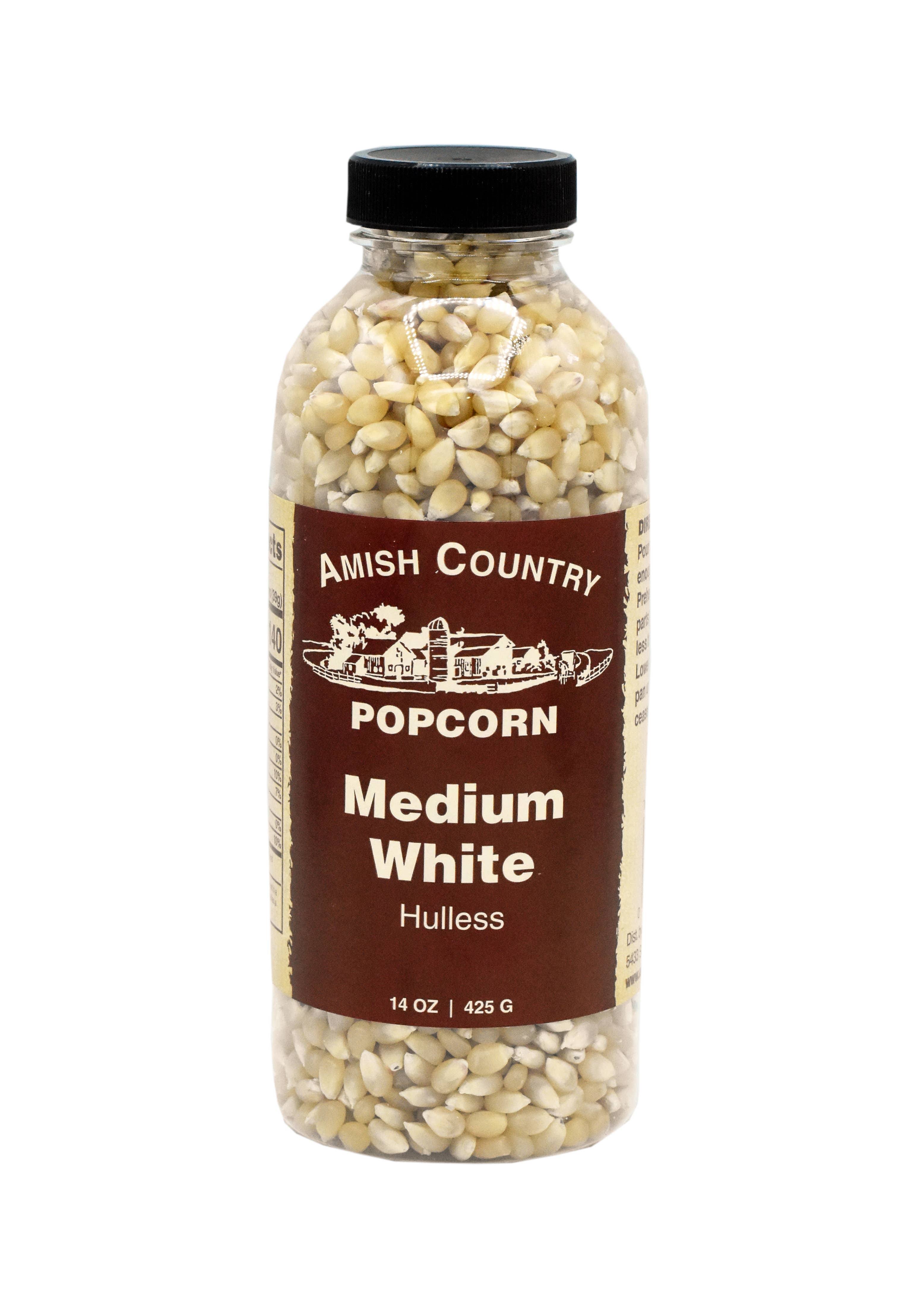 Amish Country Popcorn | 14 oz Bottle | Medium White Popcorn Kernels | Old Fashioned, Non-GMO and Gluten Free (14 oz Bottle)