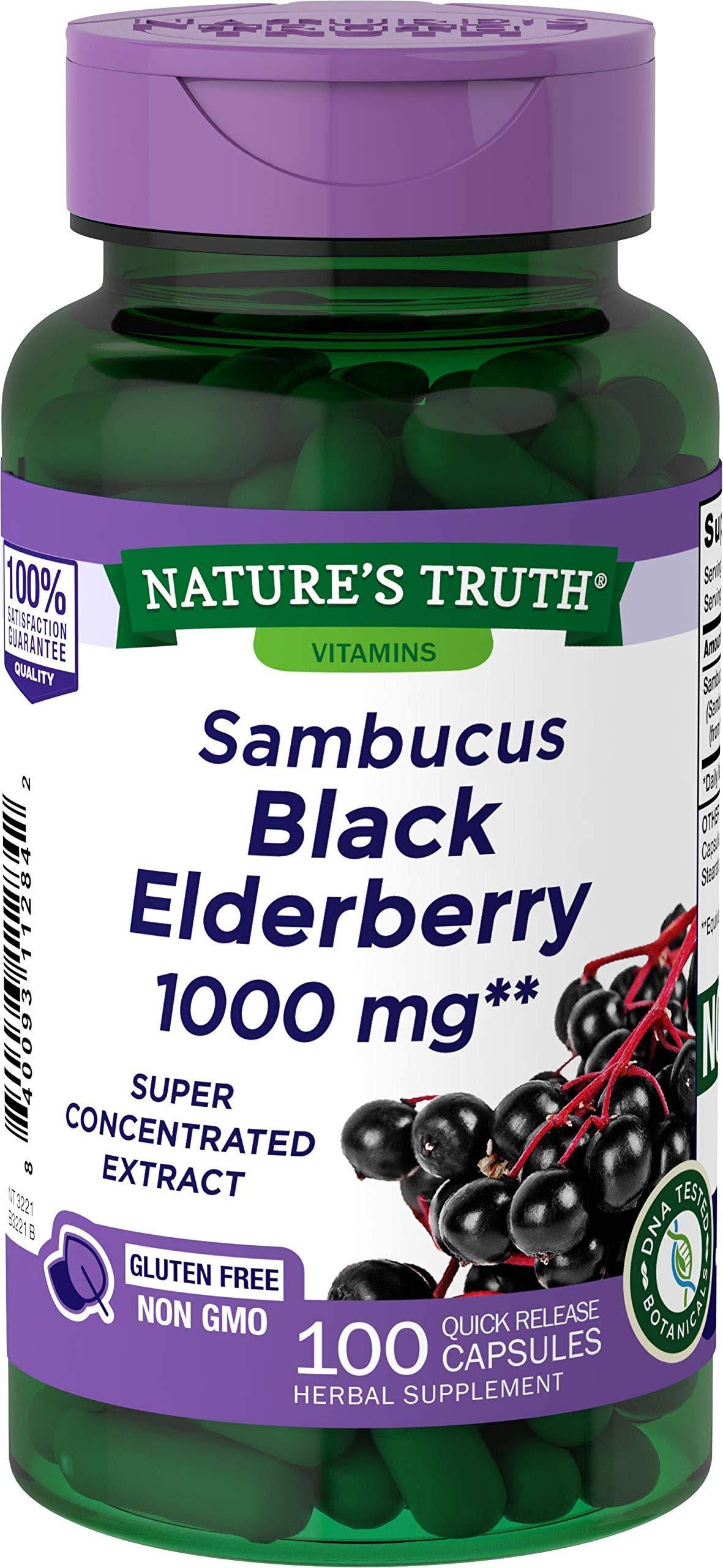Nature's Truth Sambucus Black Elderberry, 1000 mg, Capsules, 100 EA