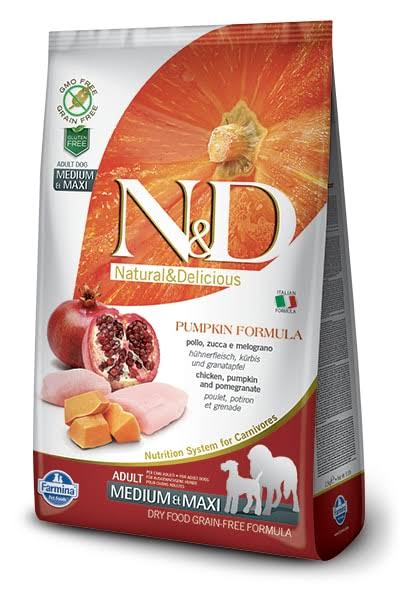 Farmina N and D Grain Free Adult Dry Dog Food - Maxi Chicken and Pomegranate, 12kg