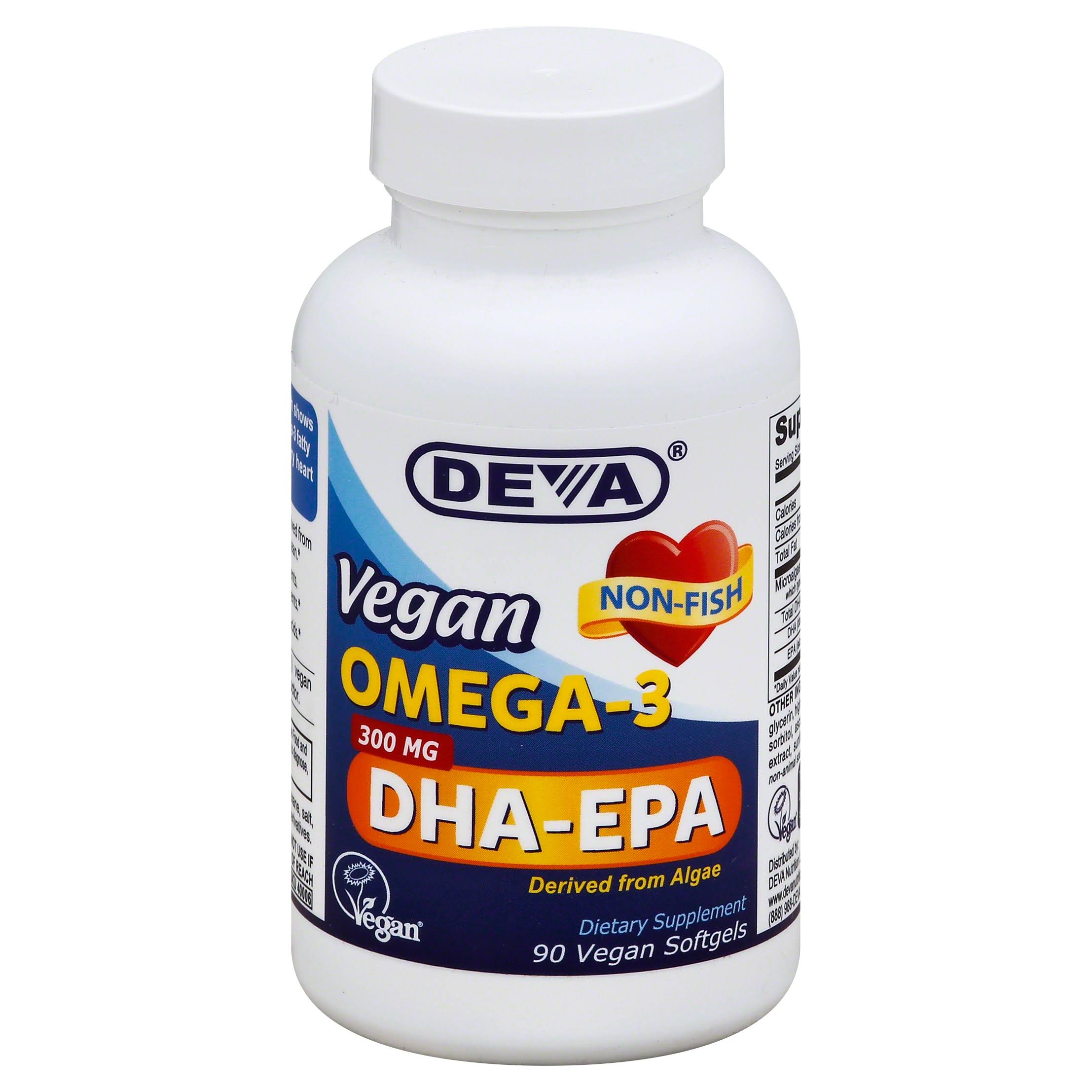 Deva Vegan Vitamins Omega 3 DHA EPA Nutritional Supplement - 300mg, x90
