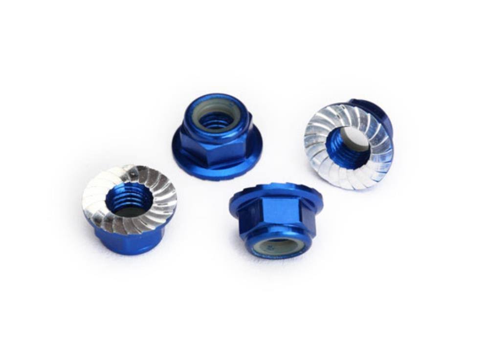 Traxxas 8447X Flanged Nylon Locking Nuts - Blue, 5mm