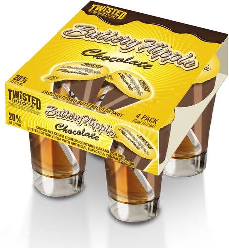 Twisted Shotz Buttery Nipple - Chocolate, 4 Pack, 100ml