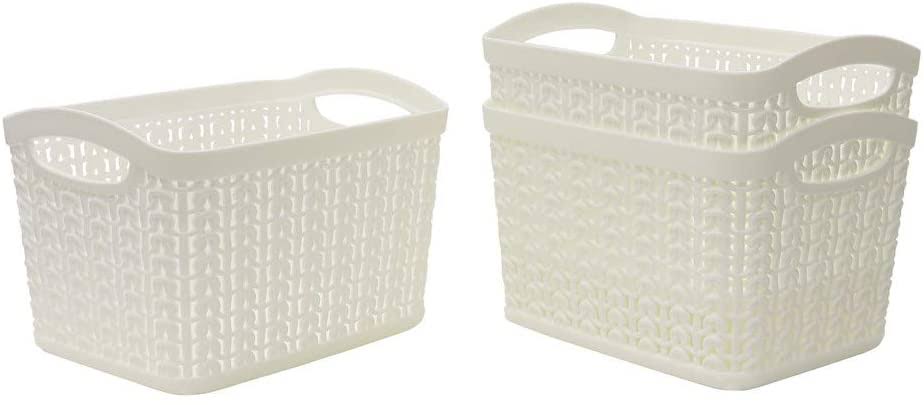 JVL Knit Design Loop Plastic Storage Box 10L One size Ivory 27 x 29 x 21 cm 