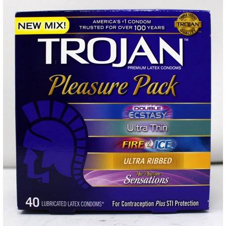 Trojan Pleasure Pack Premium Latex Condoms - 40 Ct.
