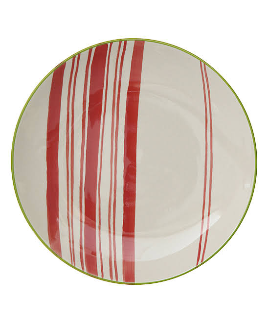 Creative Co-Op Plate Red & White Stripe Plate One-Size