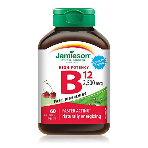 Jamieson Vitamin B12 2,500 mcg(METHYLCOBALAMIN), 60 Sublingual Tablets