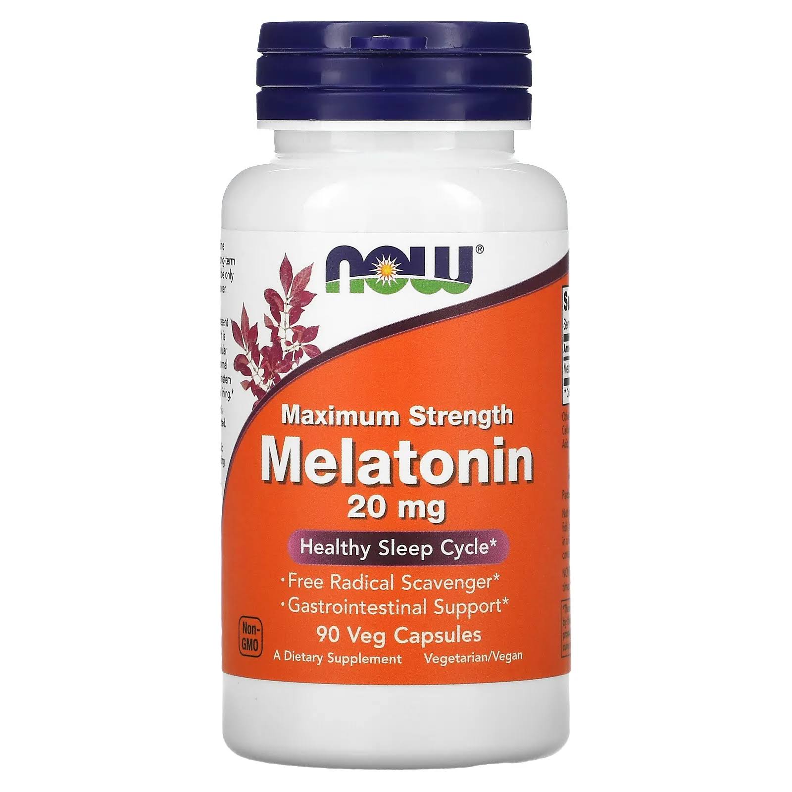 NOW Foods Melatonin Maximum Strength 20 mg 90 Veg Capsules