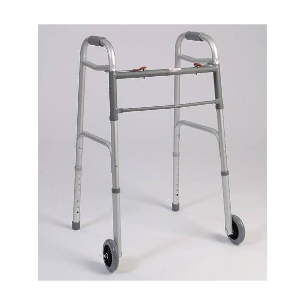 Dual Button Folding Walker With Wheels | Medical Supplies & Equipment | Best Price Guarantee | 30 Day Money Back Guarantee