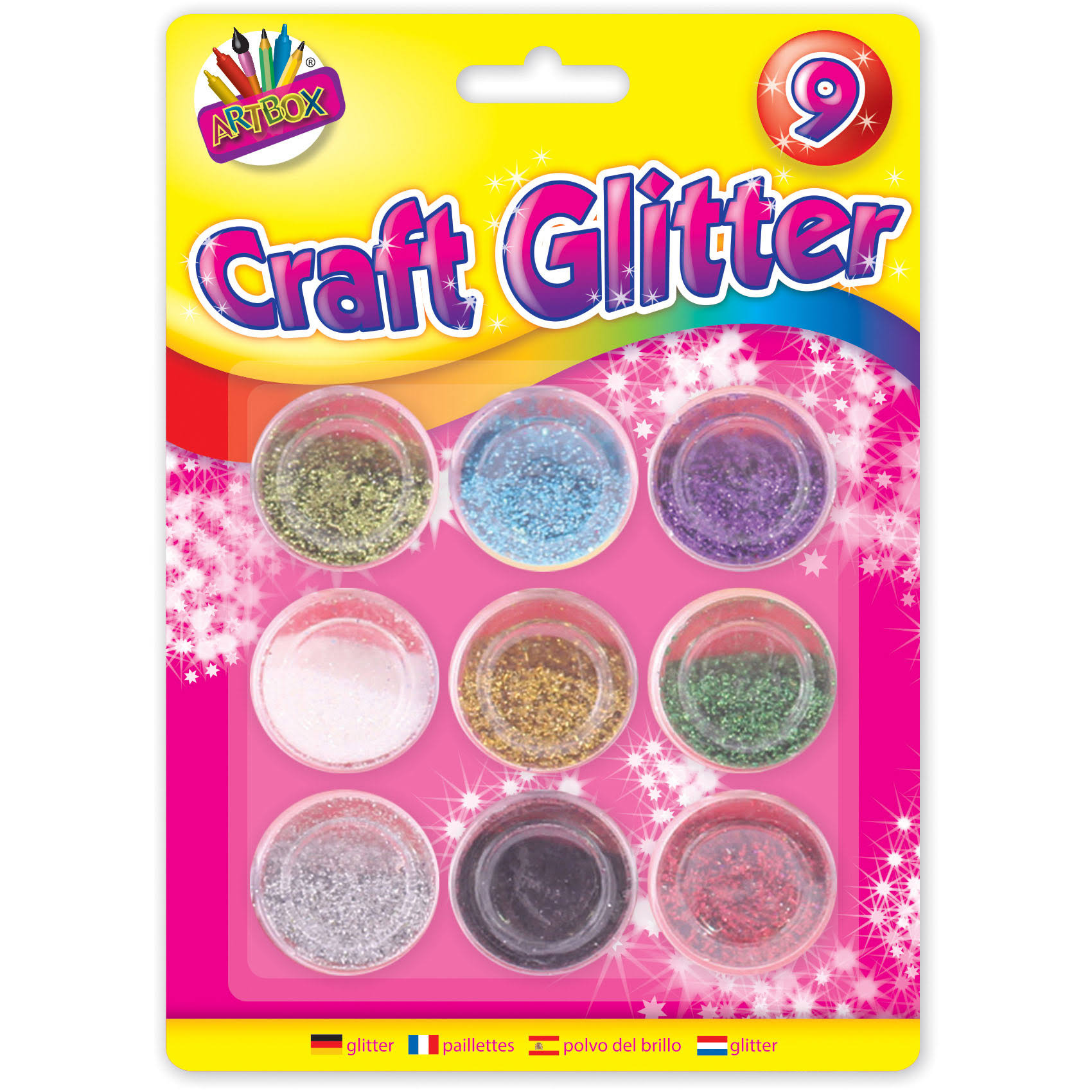 Metallic Glitter Pots: Pack of 9