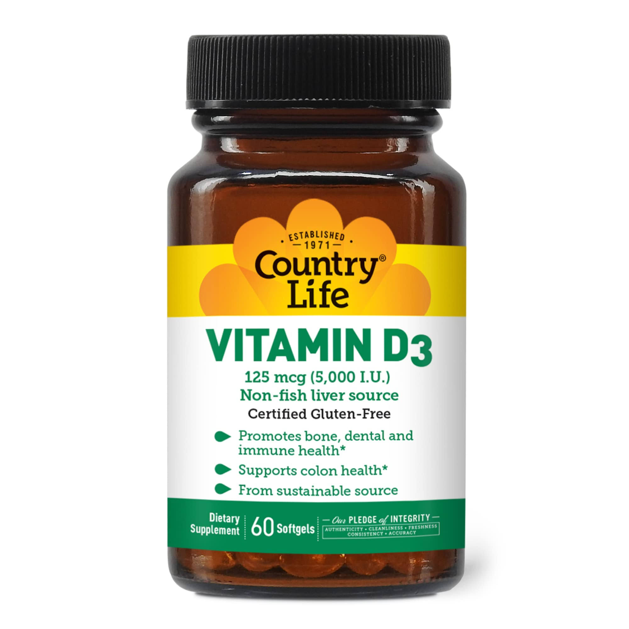 Country Life Vitamin D3 - 5000 IU 60 Softgels