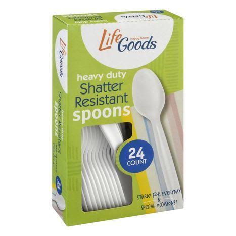 Life Goods Spoons, Shatter Resistant, Heavy Duty - 24 count