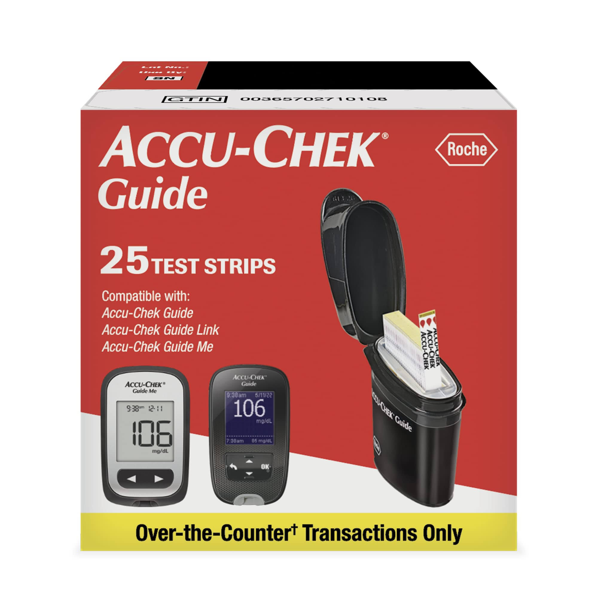 Accu Chek Guide Blood Glucose Test Strips Pack - 25pk