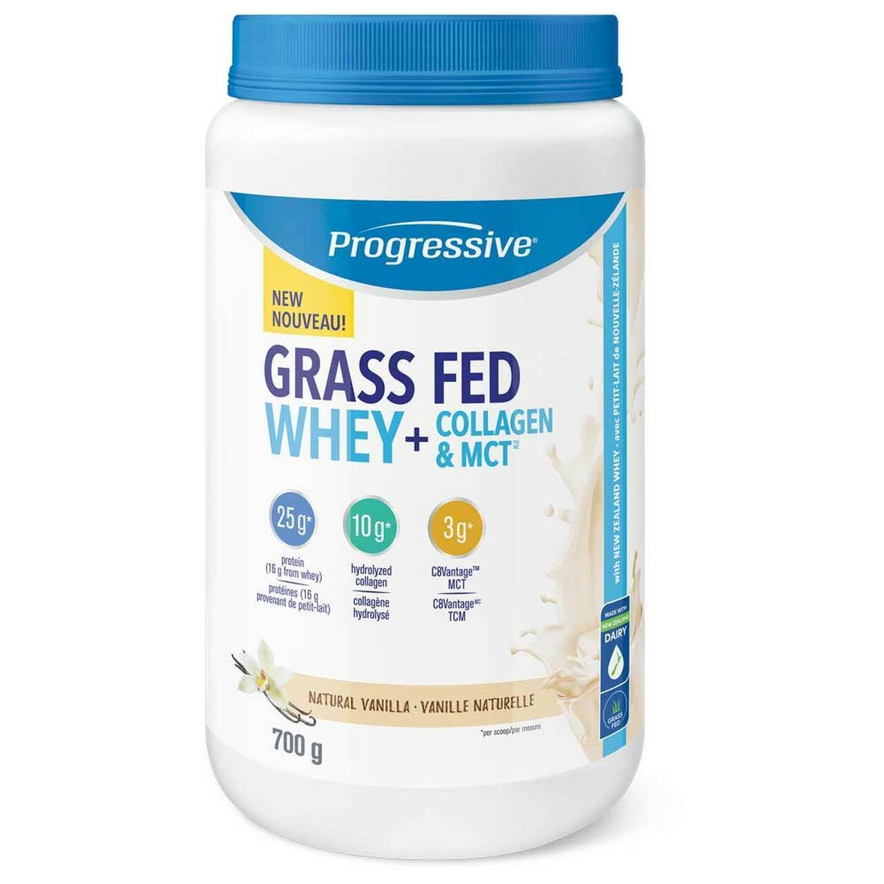 Progressive Grass Fed Whey + Collagen & MCT, Vanilla - 700g