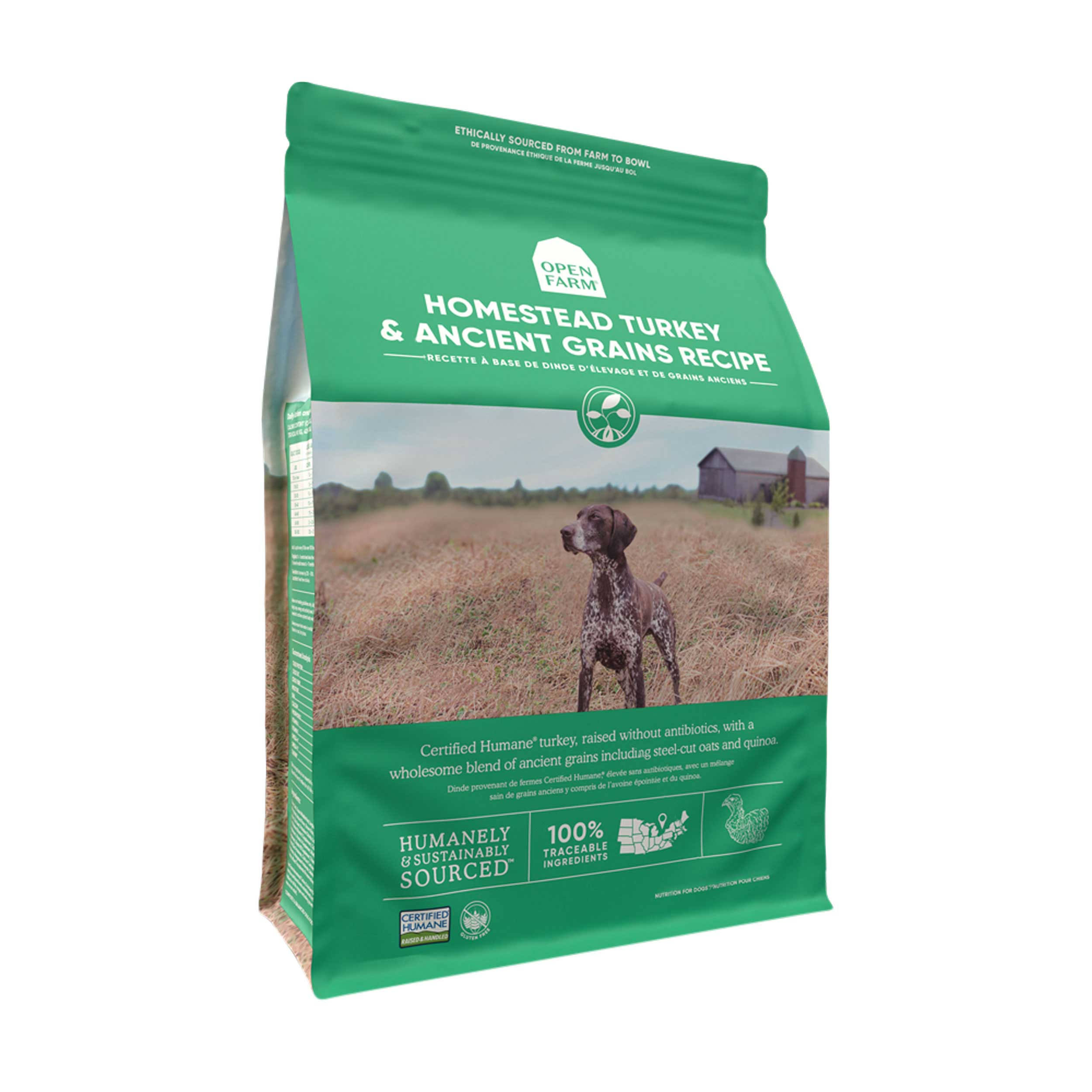 Open Farm Homestead Turkey & Ancient Grains Dry Dog Food, Family Farmed Turkey Recipe with Wholesome Grains and No Artificial Flavors or Preservatives