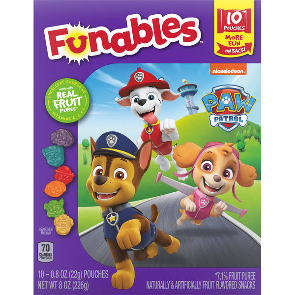 Funables Fruit Flavored Snacks, Paw Patrol - 10 pack, 0.8 oz pouches