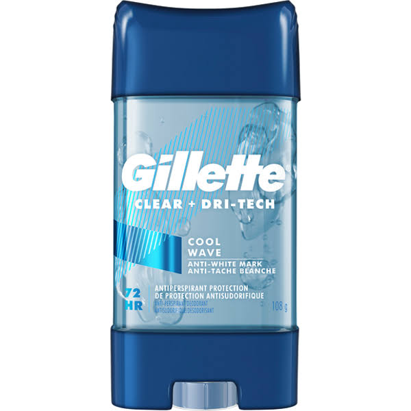 Gillette Antiperspirant Deodorant for Men, Clear Gel, Cool Wave, 72 Hr. Sweat Protection - 108 G