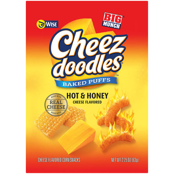 Chez Doodles Corn Snacks, Cheese Flavored, Hot & Honey, Baked Puffs - 2.25 oz