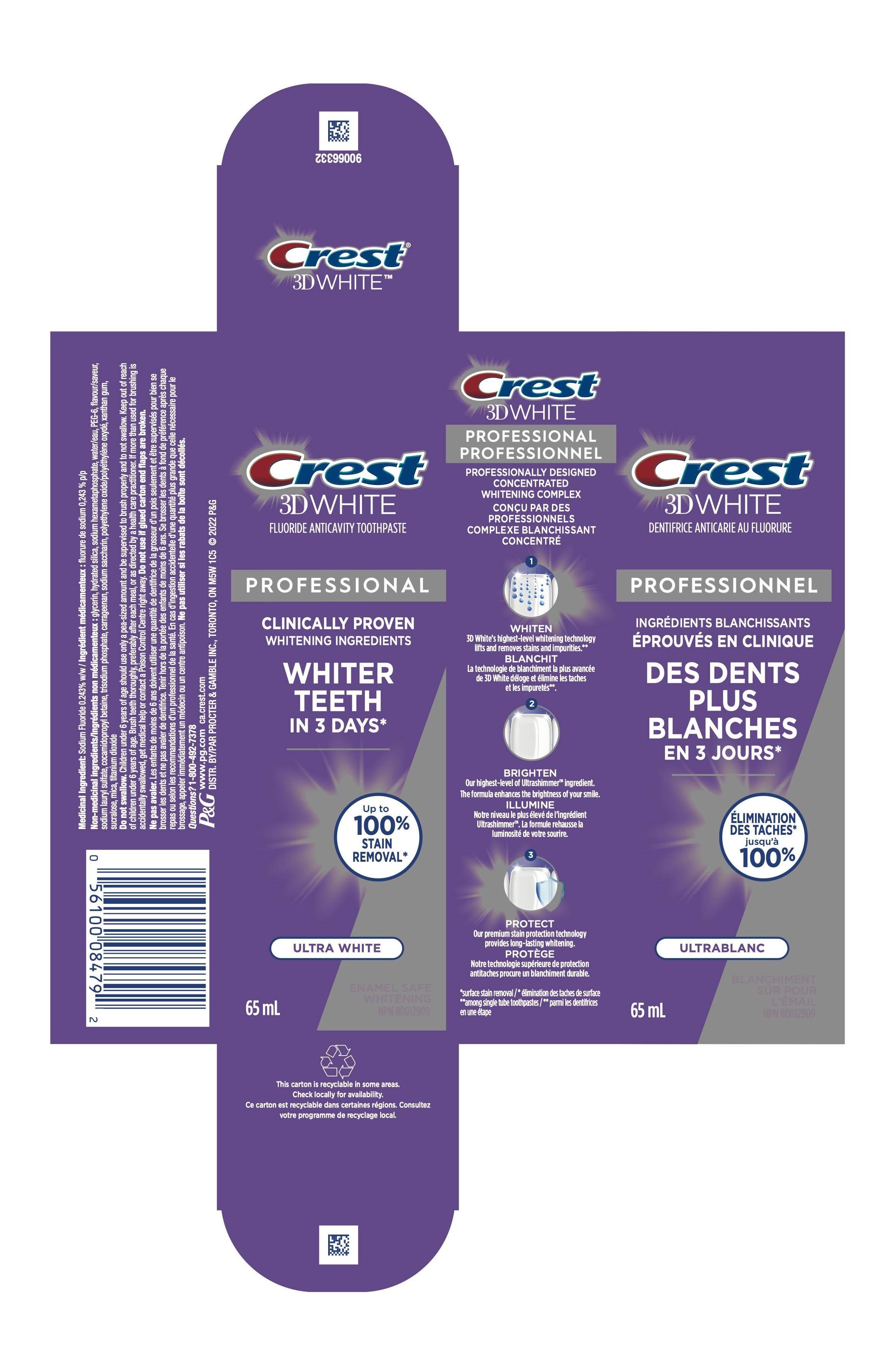 Crest 3D White Professional Ultra White Toothpaste