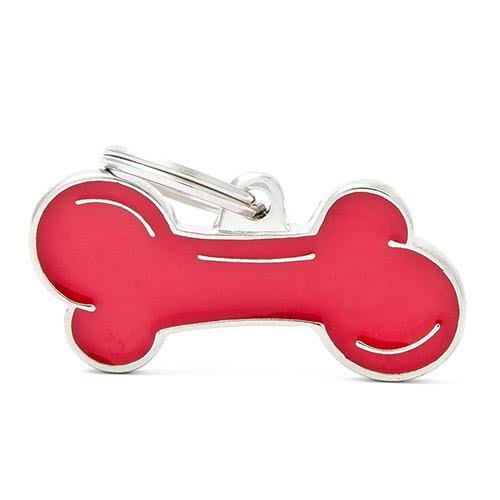 My Family Classic Bone Pet ID Tag - Red, Large