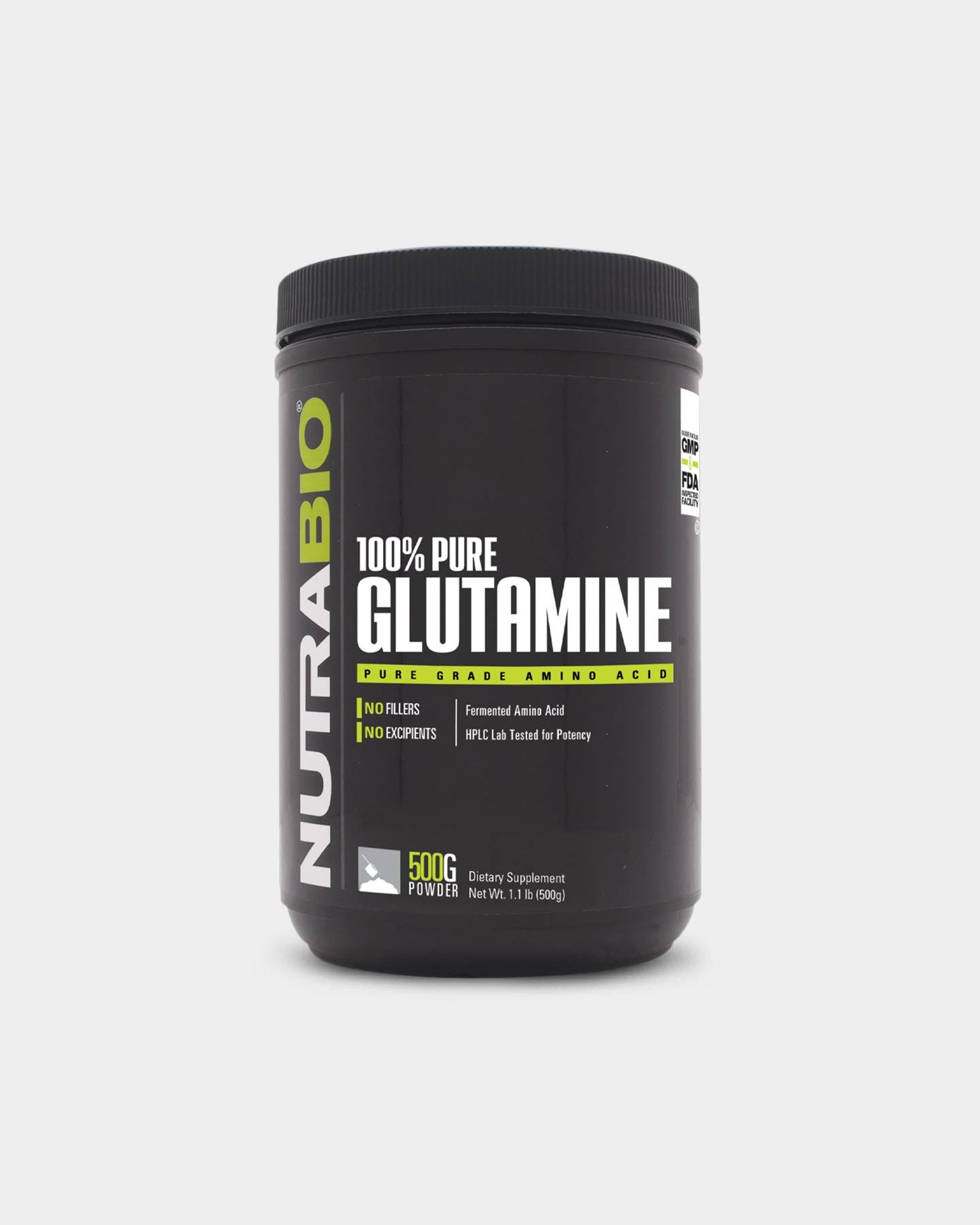 NutraBio Pure L-Glutamine Powder Unflavored Recovery Supplement - 500g
