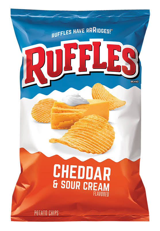 Ruffles Potato Chips, Cheddar Cheese & Sour Cream, 8 Ounce