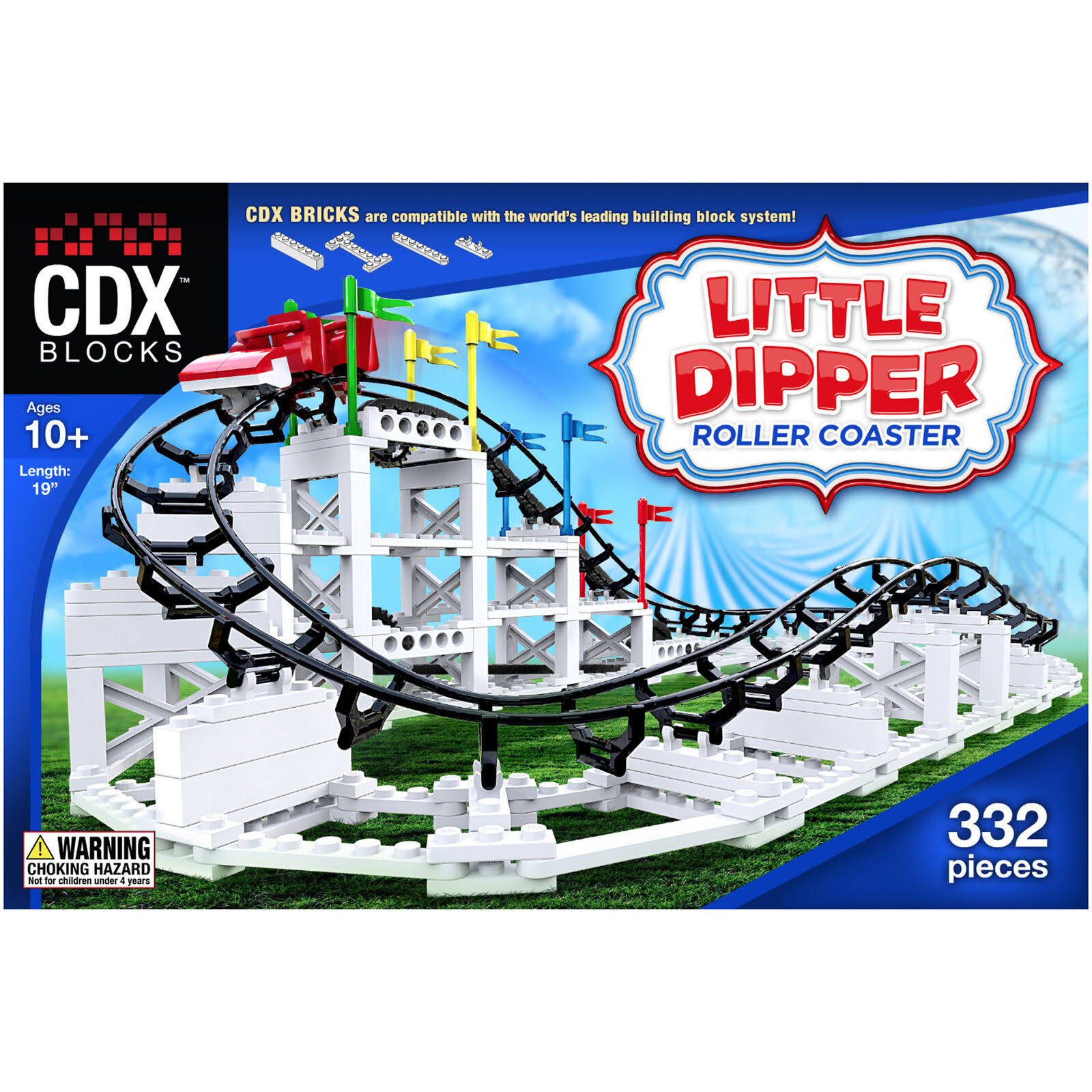 CDX Blocks Brick Construction Little Dipper Roller Coaster Building Set - 332pcs