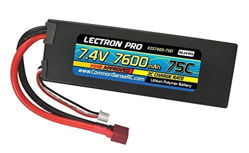 Common Sense RC Lectron Pro 2S 75C LiPo Battery - 7.4V, 7600mah