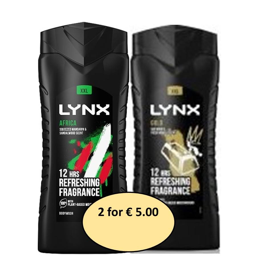 Lynx Shower Gel Twin Pack Africa & Gold 250ml