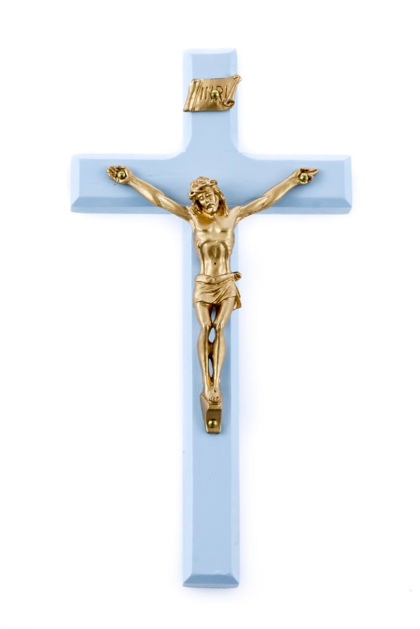 Small Blue Wall Crucifix