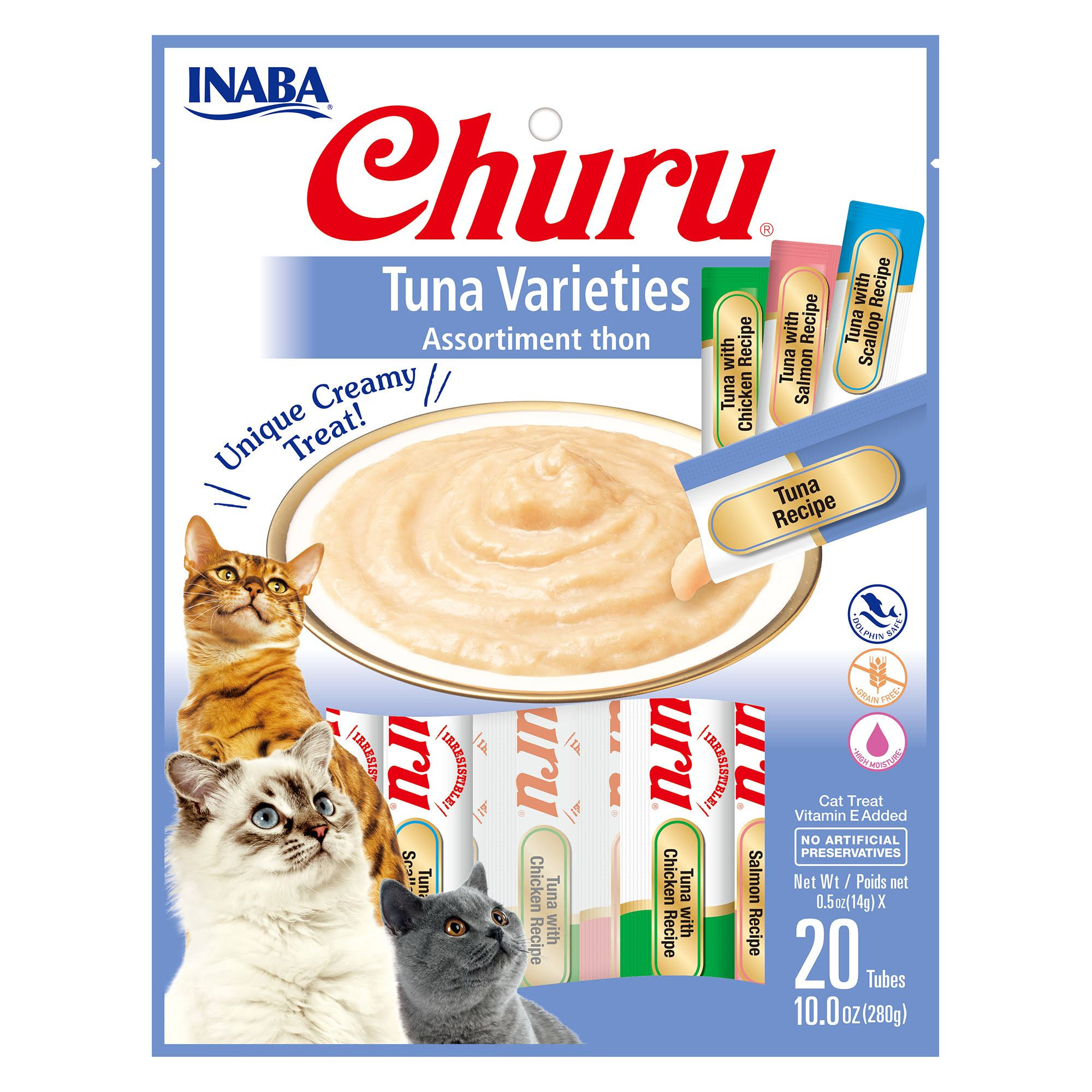 Inaba Churu Creamy Puree Cat Treats - Tuna Varieties, 20 pack