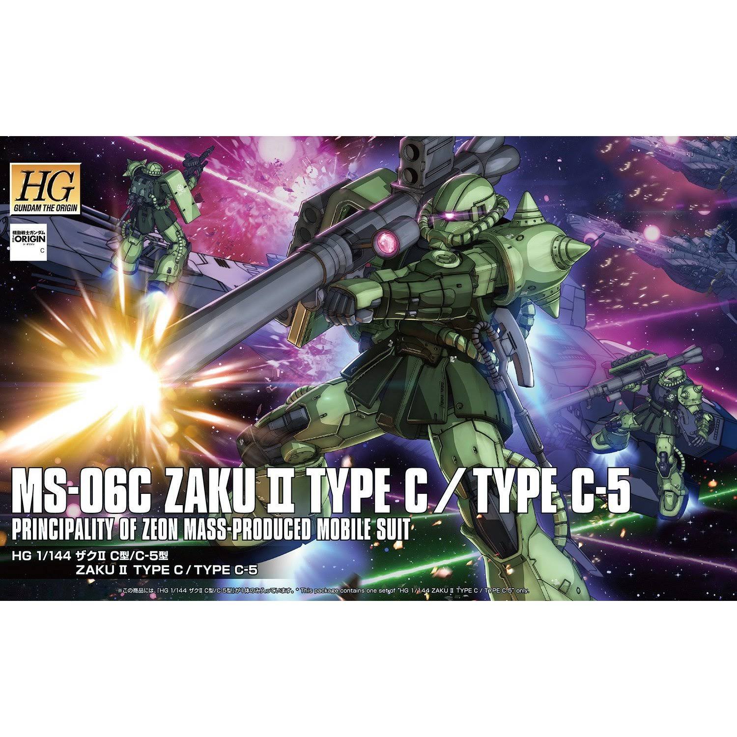 Bandai Gundam the Origin 016 MS-06C Zaku Ii Model Kit - Type C/C-5, 1/144 Scale