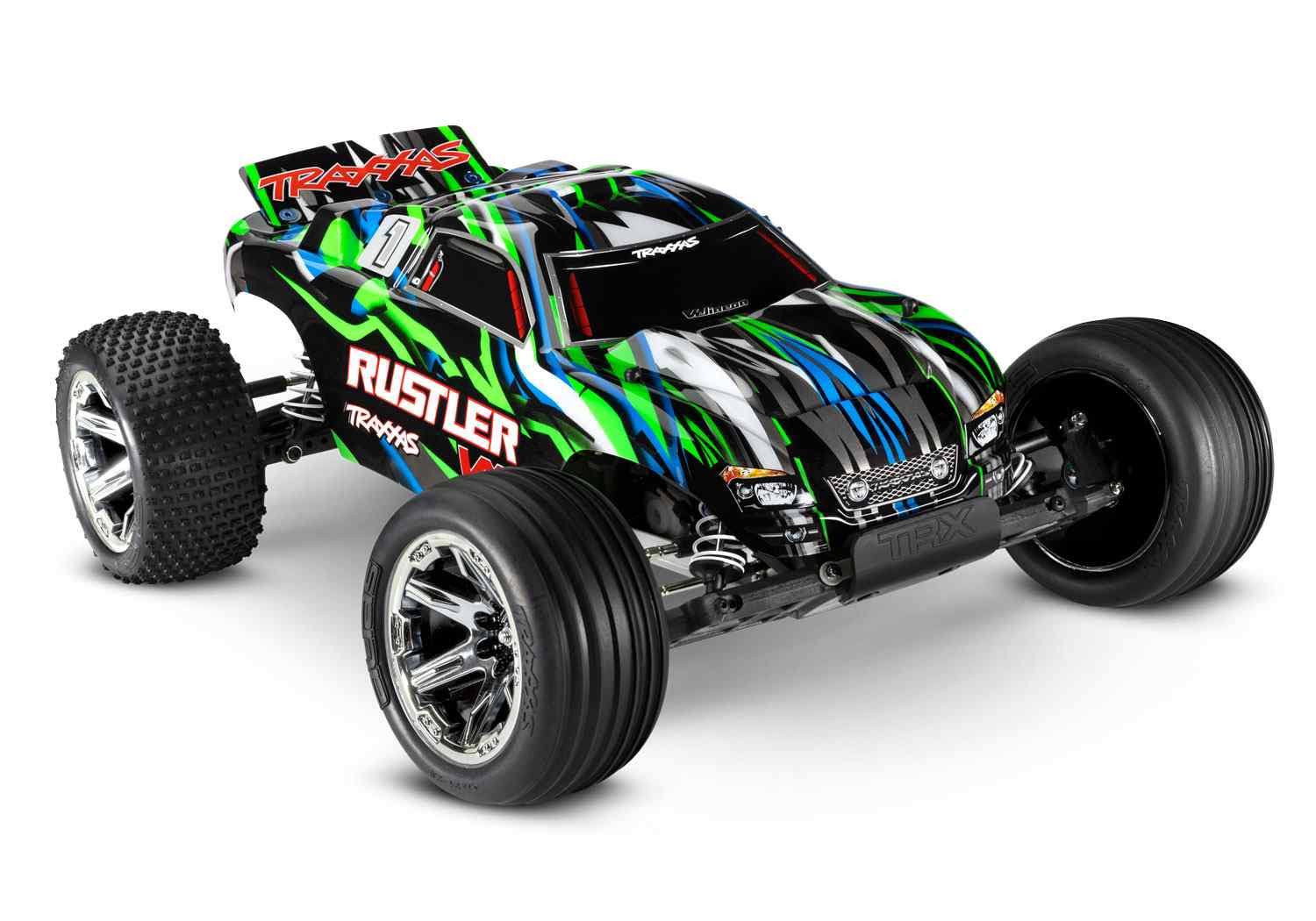 TRAXXAS TRA 37076-74-GRN Rustler VXL: 1/10 Scale Stadium Truck. Ready-to-Race with TQi Traxxas Link Enabled 2.4GHz Radio System, Velineon VXL-3s