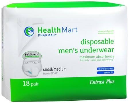 Health Mart Men's Underwear Maximum Absorbency Small/Medium - 20 ea