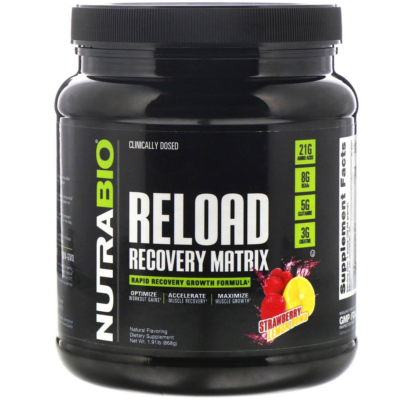 NutraBio Labs, Reload Recovery Matrix, Strawberry Lemon Bomb, 1.91 LB (868 g)
