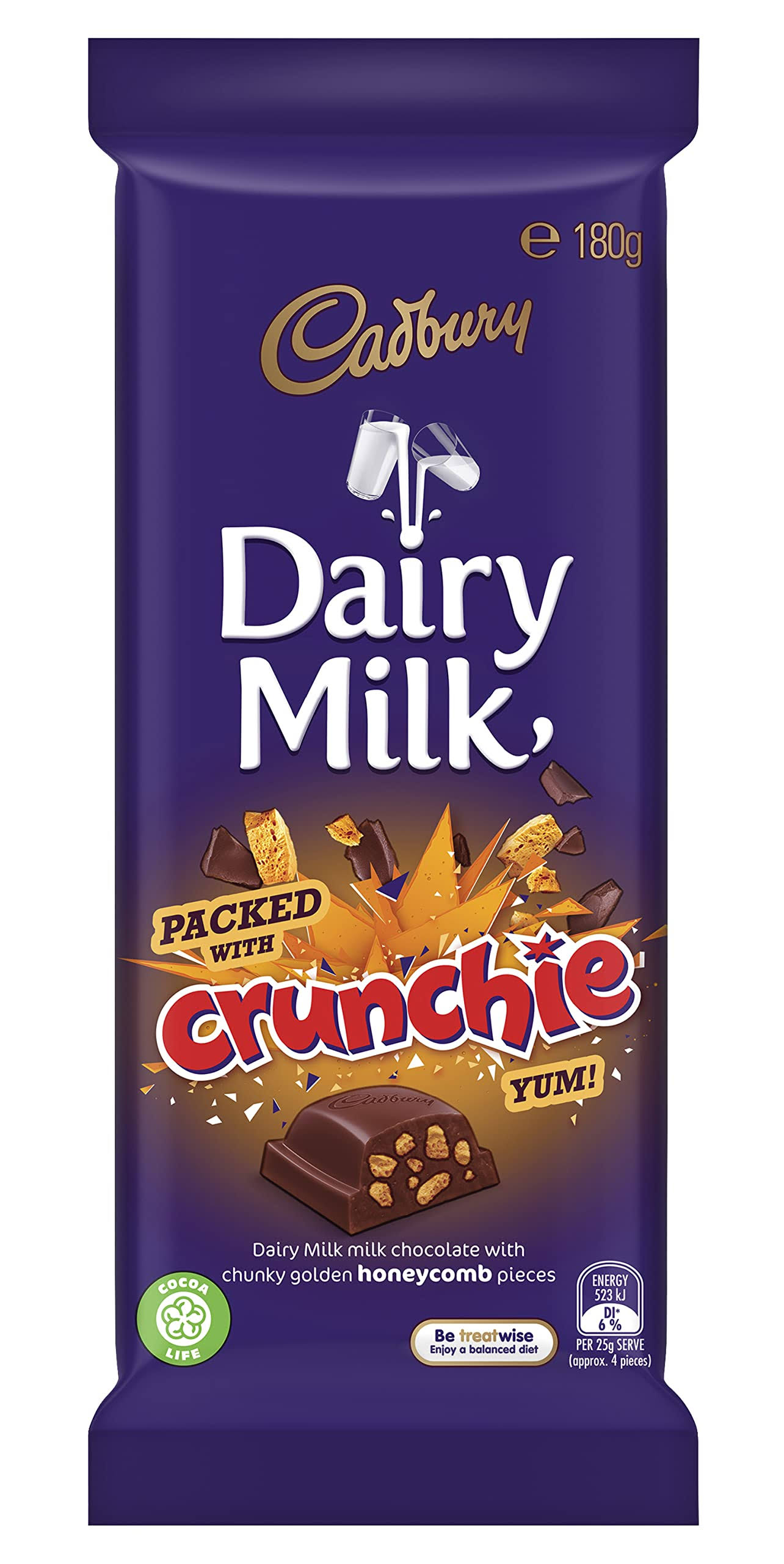 Cadbury Dairy Milk Crunchie Chocolate Block 180g