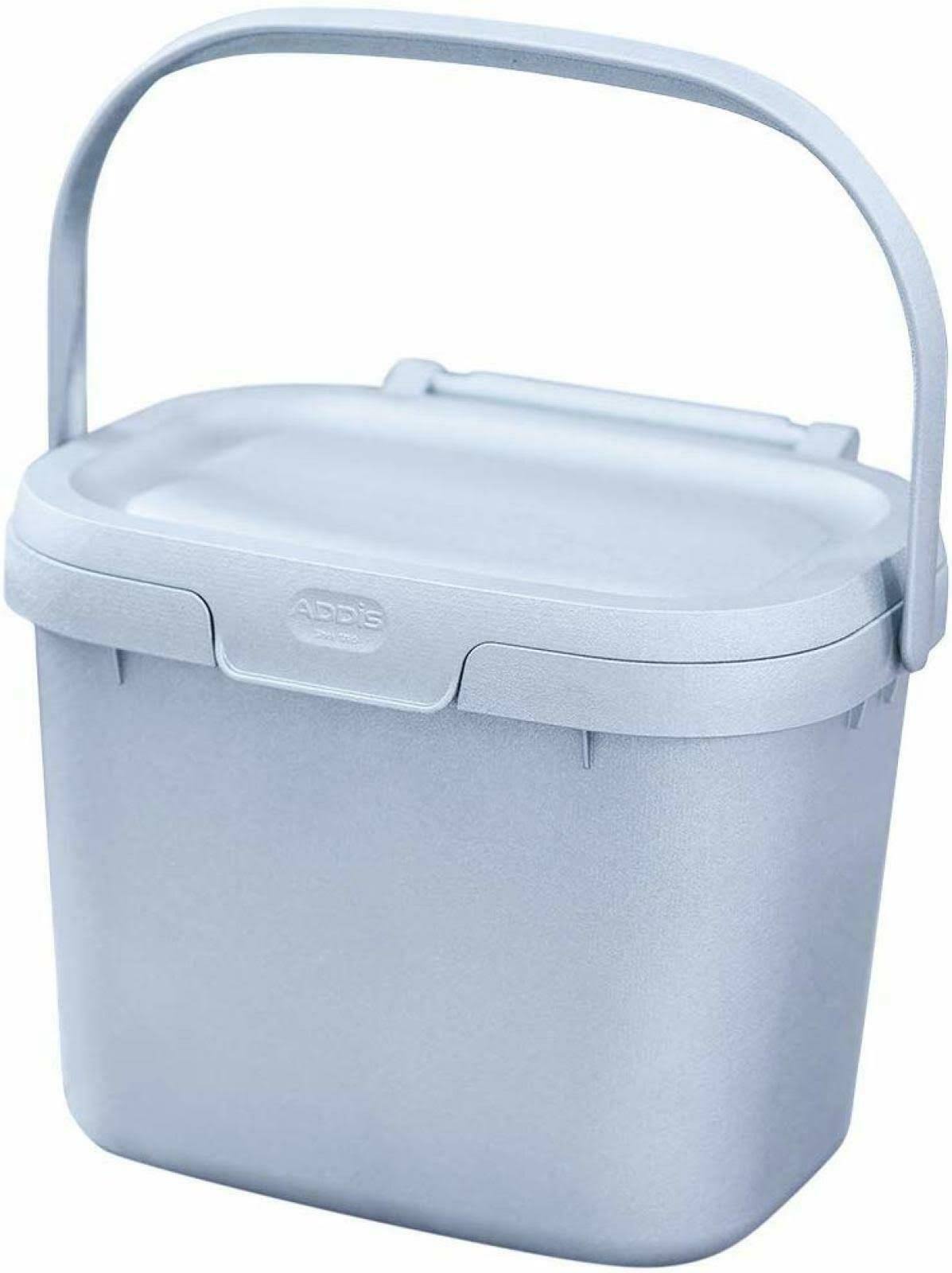 Addis Eco 100% Plastic Everyday Kitchen Food Waste Compost Caddy Bin, 4.5 Litre, Recycled Light Grey