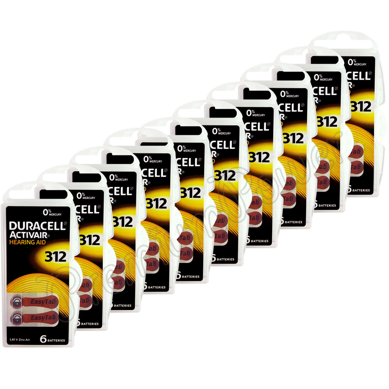 Duracell ActivAir Hearing Aid Battery - Size 312, 6 Pack