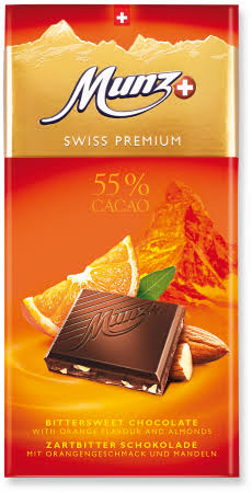 Munz Premium Swiss 55% Cocoa Orange Dark Chocolate
