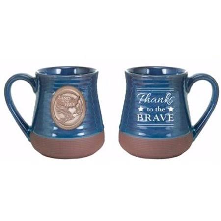 CA Gift 137855 Pottery-Land of The Free & Thanks to The Brave Mug - 20 oz