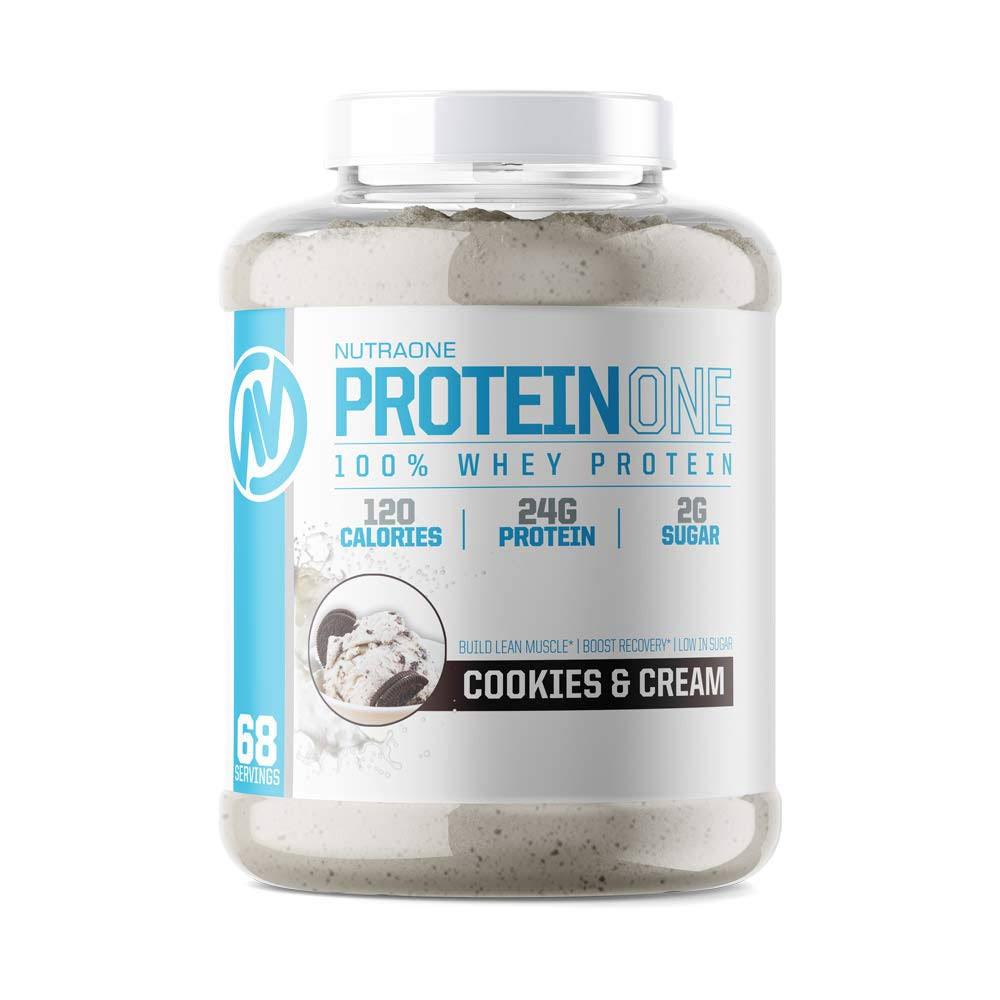 ProteinOne Whey Protein Powder by NutraOne – Non-GMO and Amino Acid Free Protein Powder (Cookies & Cream - 5 lbs.)