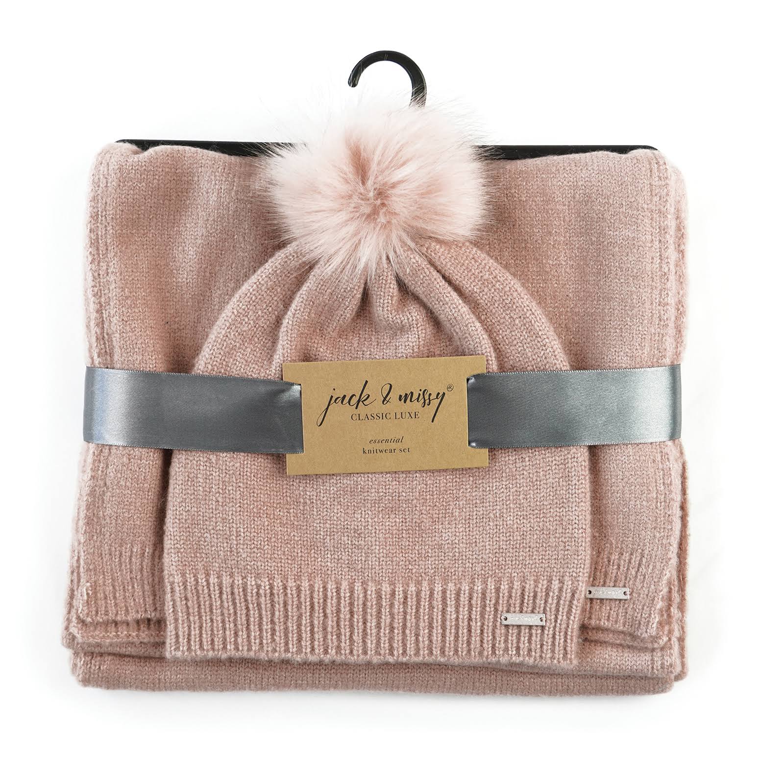 Jack & Missy Classic Luxe Hat and Scarf Set Blush
