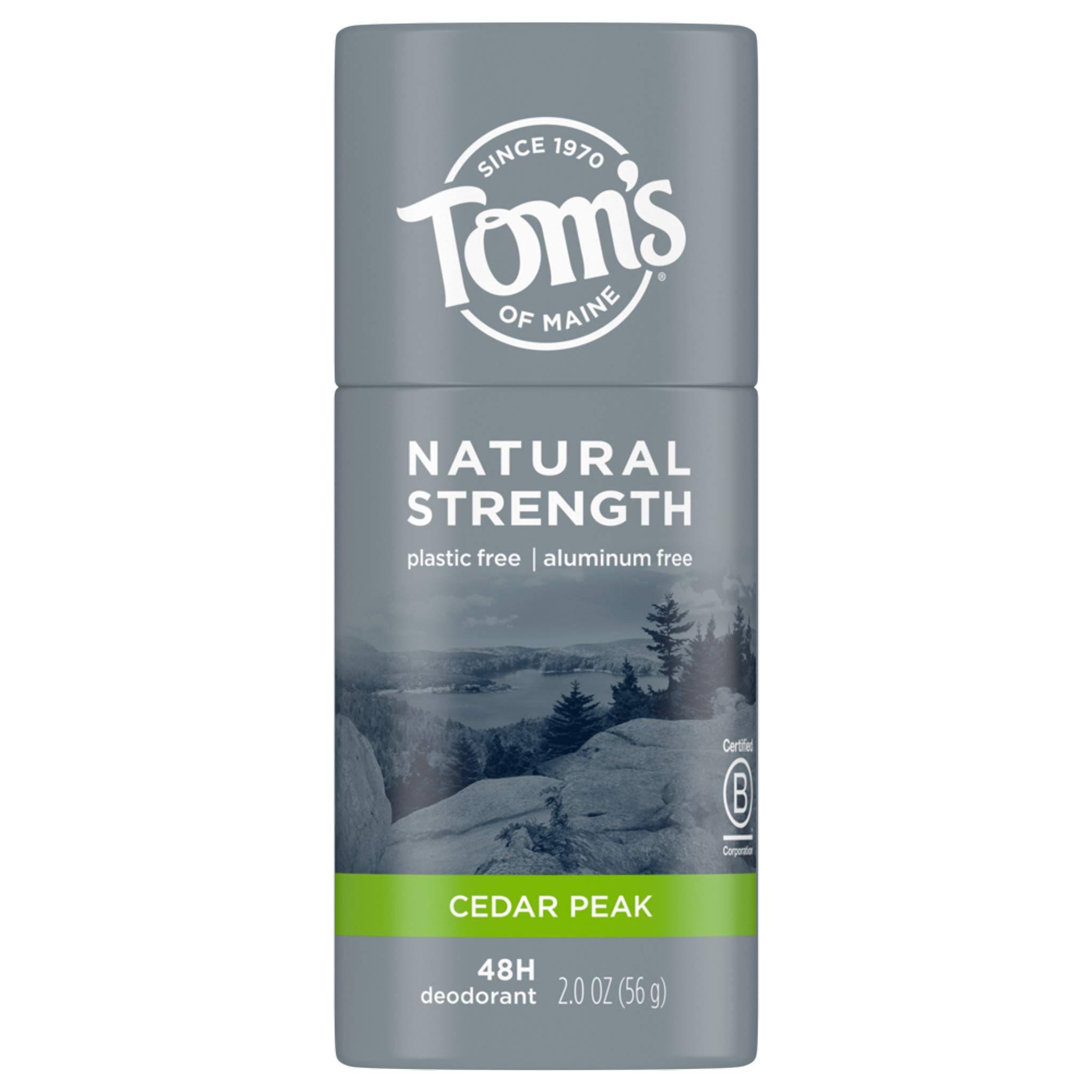 Tom's of maine natural strength deodorant for men, cedar peak, 2 oz
