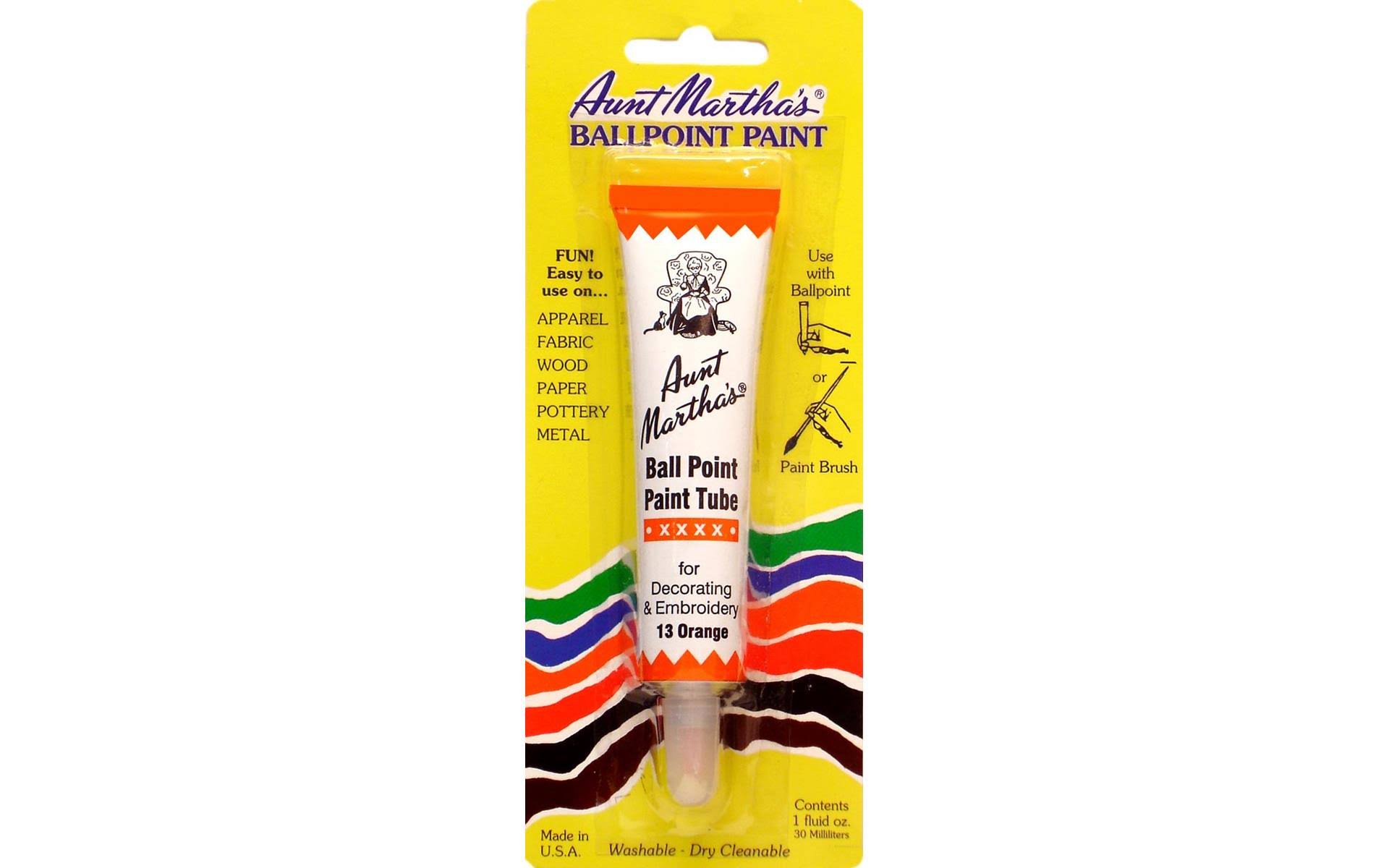 Aunt Martha's Ballpoint Paint Tube - Orange, 1oz