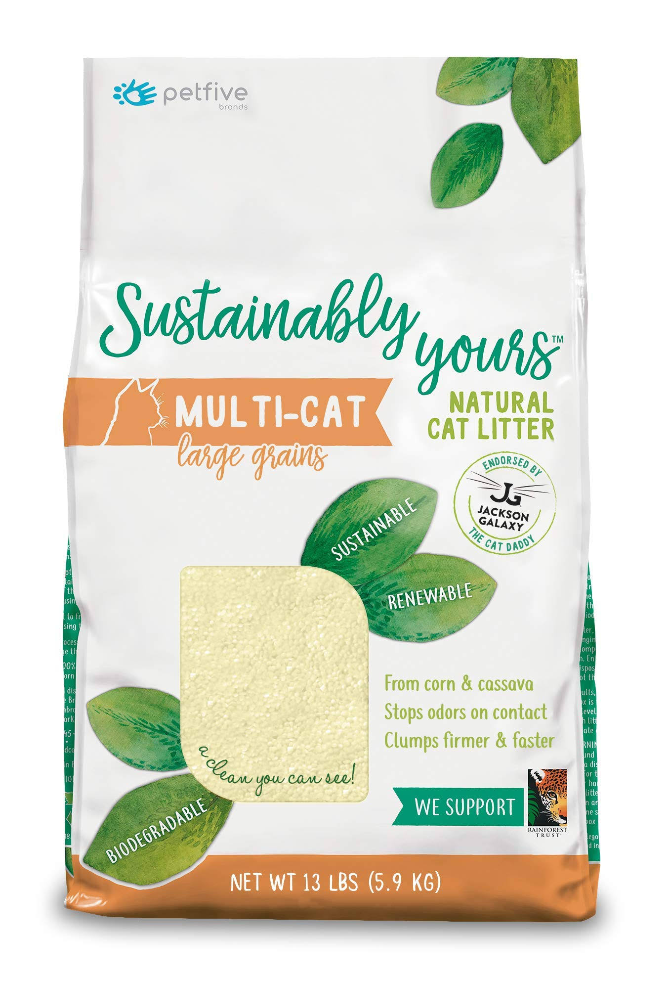 Sustainably Yours Natural Cat Litter, Large Grains, 13 Lbs