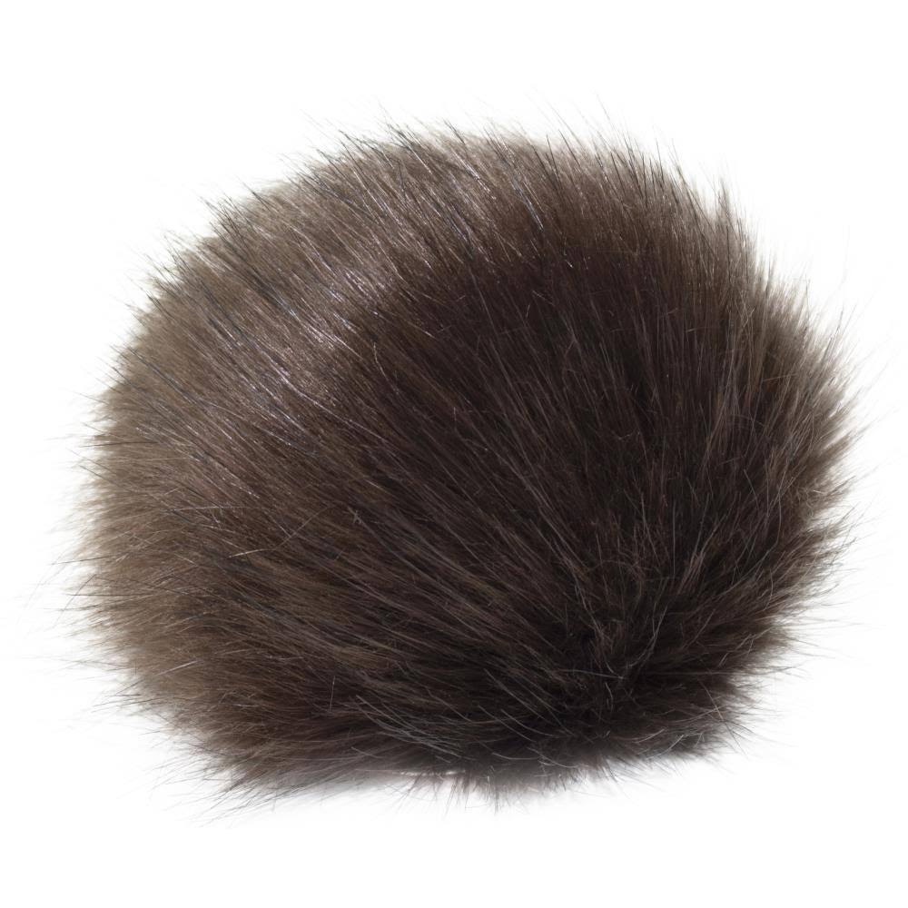 Pepperell - Faux Fur Pom with Loop Brown