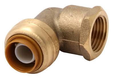 SharkBite Push-to-Connect x Female Pipe Thread Elbow - 3/4", Brass, 90-Degree