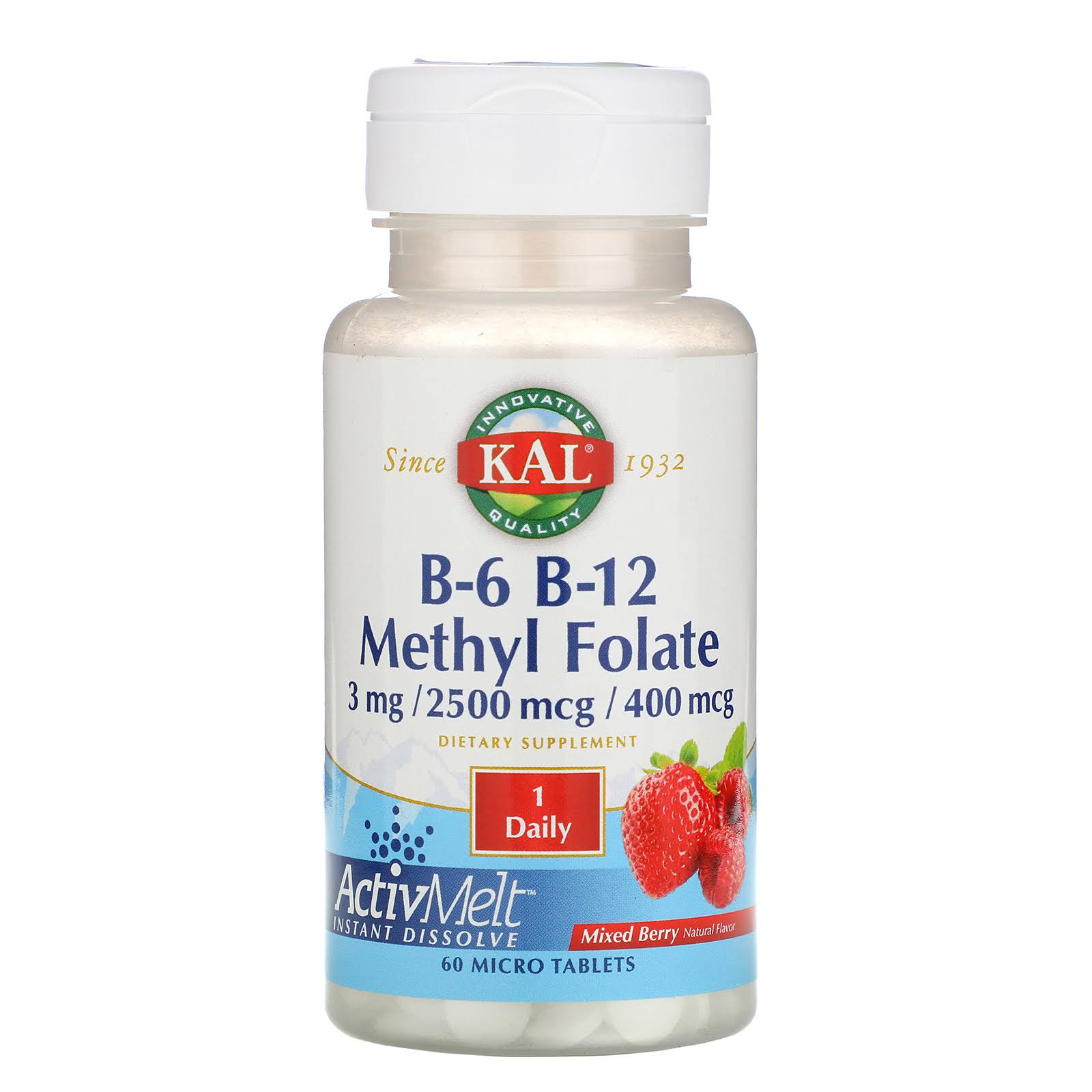 B-6 B-12 Methyl Folate Activmelt (Mixed Berry) Kal 60 Lozenge