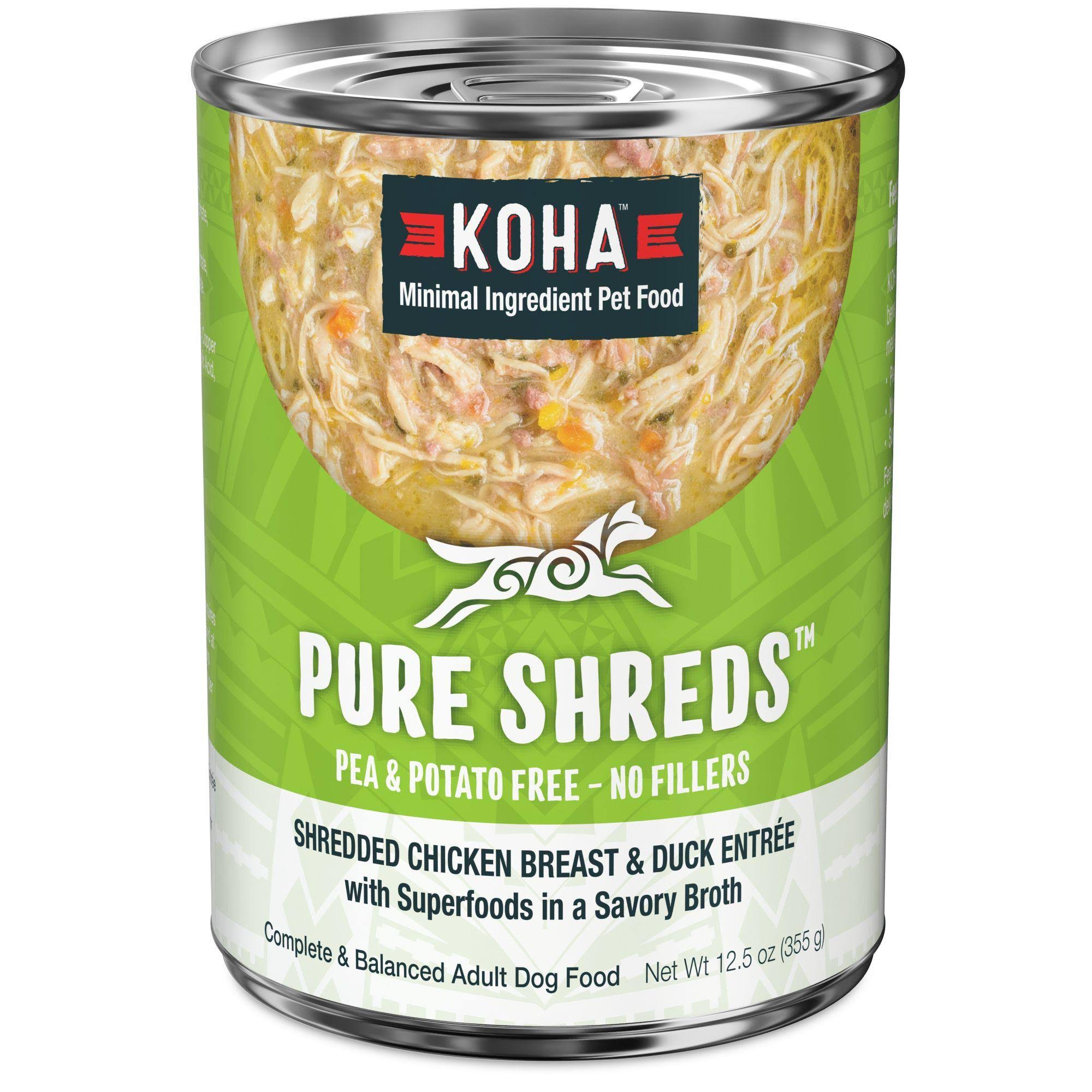 Koha Pure Shreds Shredded Chicken Breast & Duck Entree Dog Food