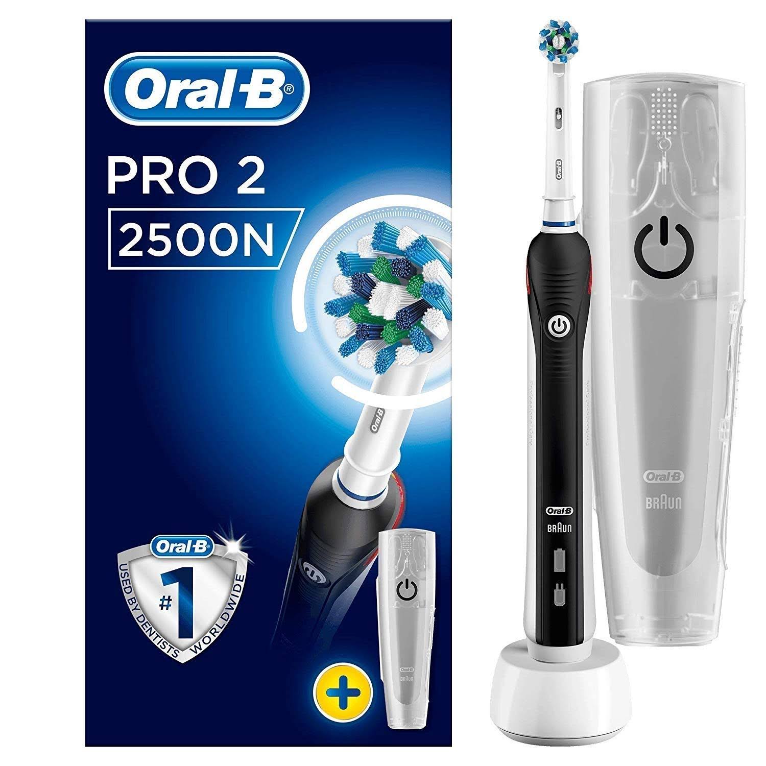 Oral-B Pro 2 2500N CrossAction Electric Toothbrush - with Travel Case, Black