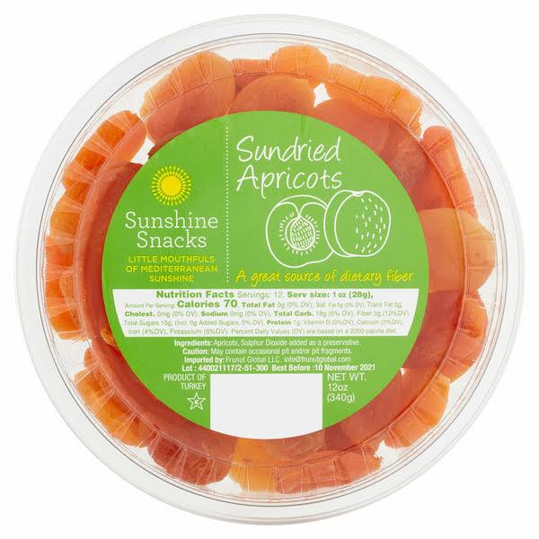 Sunshine Snacks Sun Dried Apricots 12 oz Tray (0.75 lb)